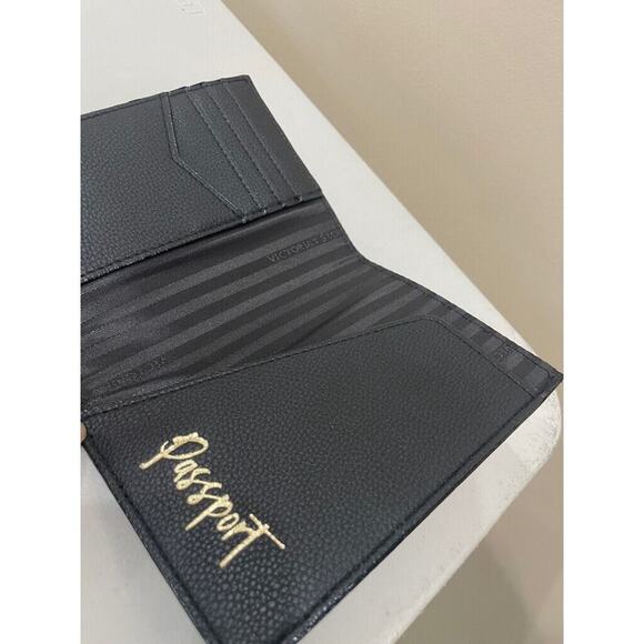 VICTORIA SECRET PASSPORT WALLET BLACK GOLDEN LOGO TRAVELER UTILITY VERSATILE - Picture 5 of 10